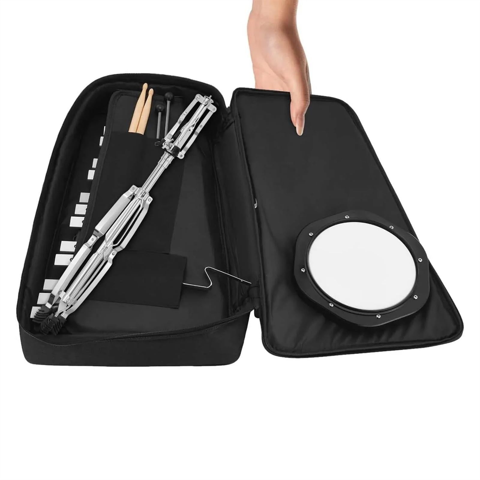 Instrumento de percusión de xilófono Glockenspiel profesional de 32 notas con soporte y almohadilla de práctica de tambor de 8 pulgadas Kit De Glockenspiel Profesional