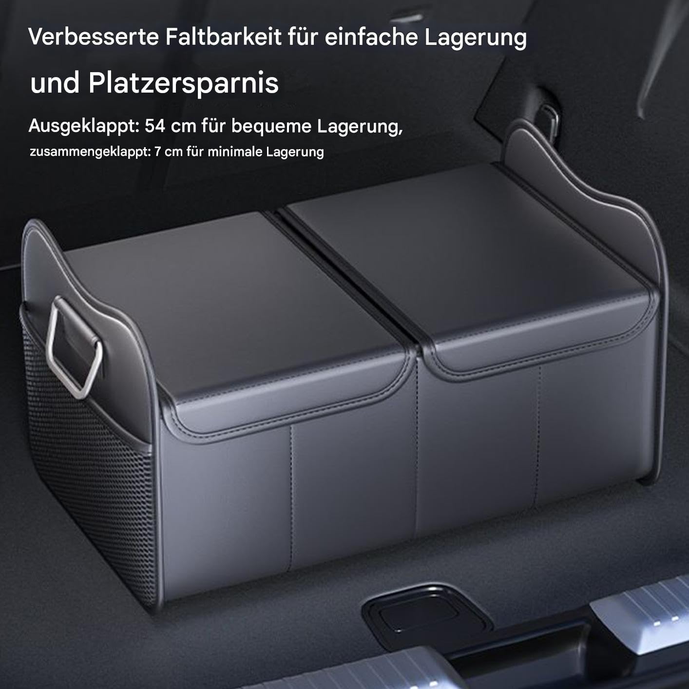 Generisch Organizer per bagagliaio, organizer per auto, SUV | design impermeabile, pieghevole, resistente agli schiacciamenti, con coperchio, per viaggi su strada, 54 x 34 x 30 cm, nero,