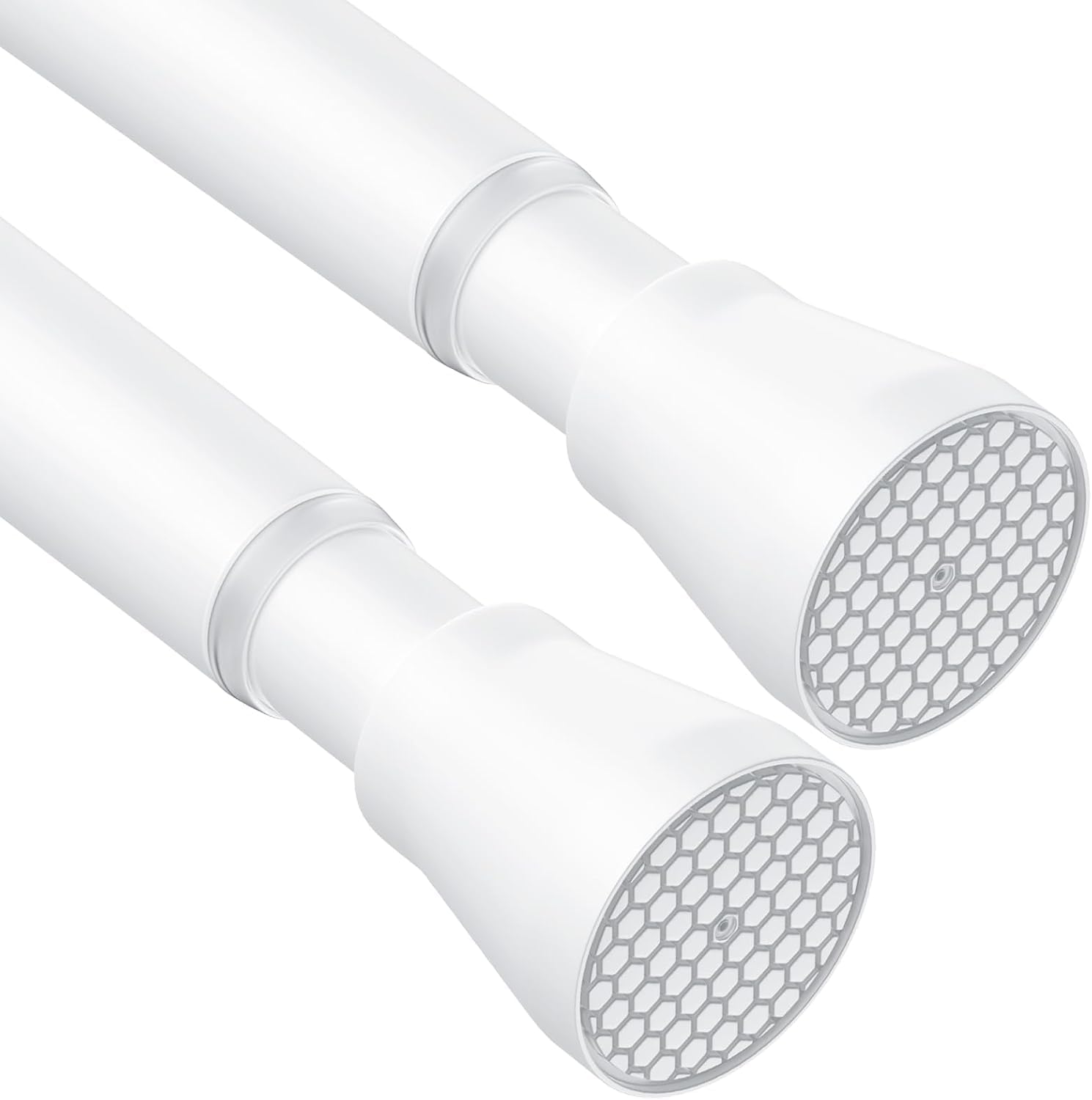AIZESI 2PCS Tension Curtain Rod 43 to 73 Inch Shower Curtain Rod No Drilling, Never Rust, Adjustable Curtain Rod, Spring Tension Rods for Window, Bathroom, Kitchen, Doorway, White