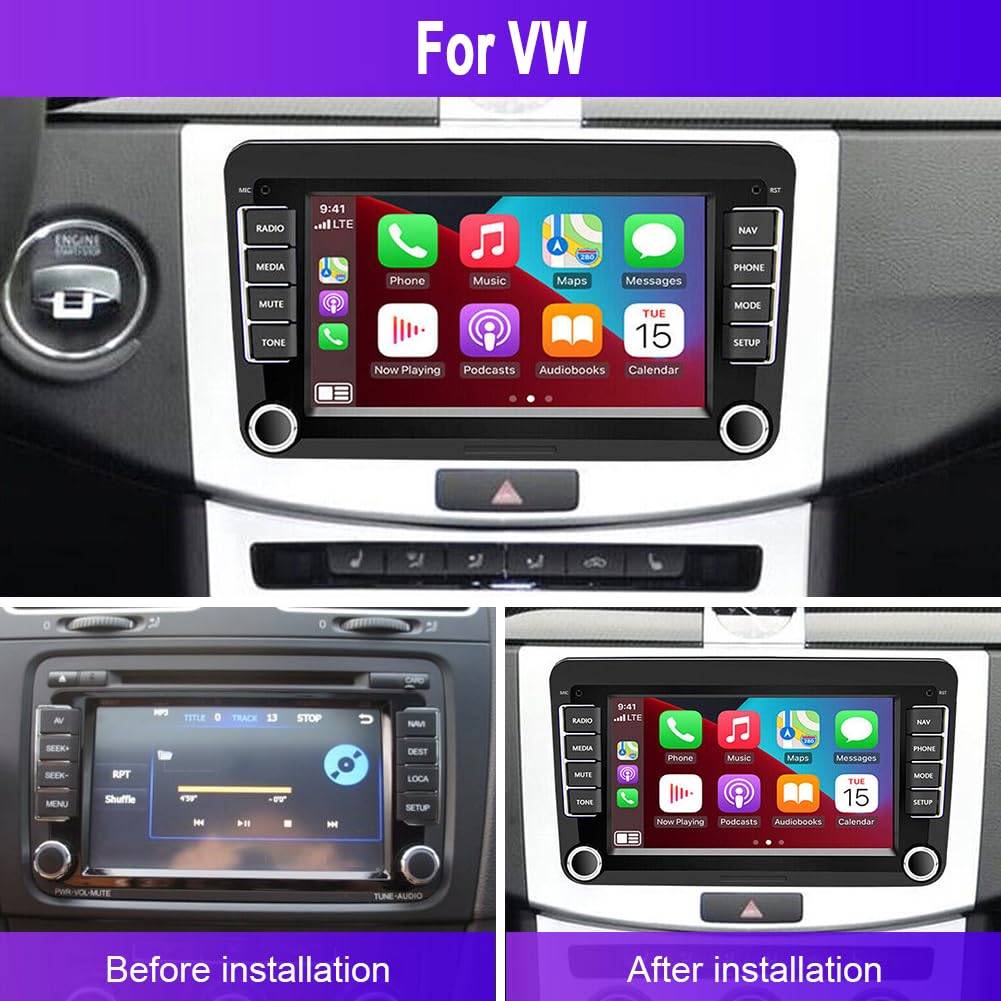 2+64G Android 13 Autoradio für VW Tiguan 2009-2017 mit kabellosem Carplay Android Auto, 7 Zoll Touchscreen Auto Stereo Display Player Radio GPS Navigation Head Unit mit FM RDS Bluetooth Rückfahrkamera