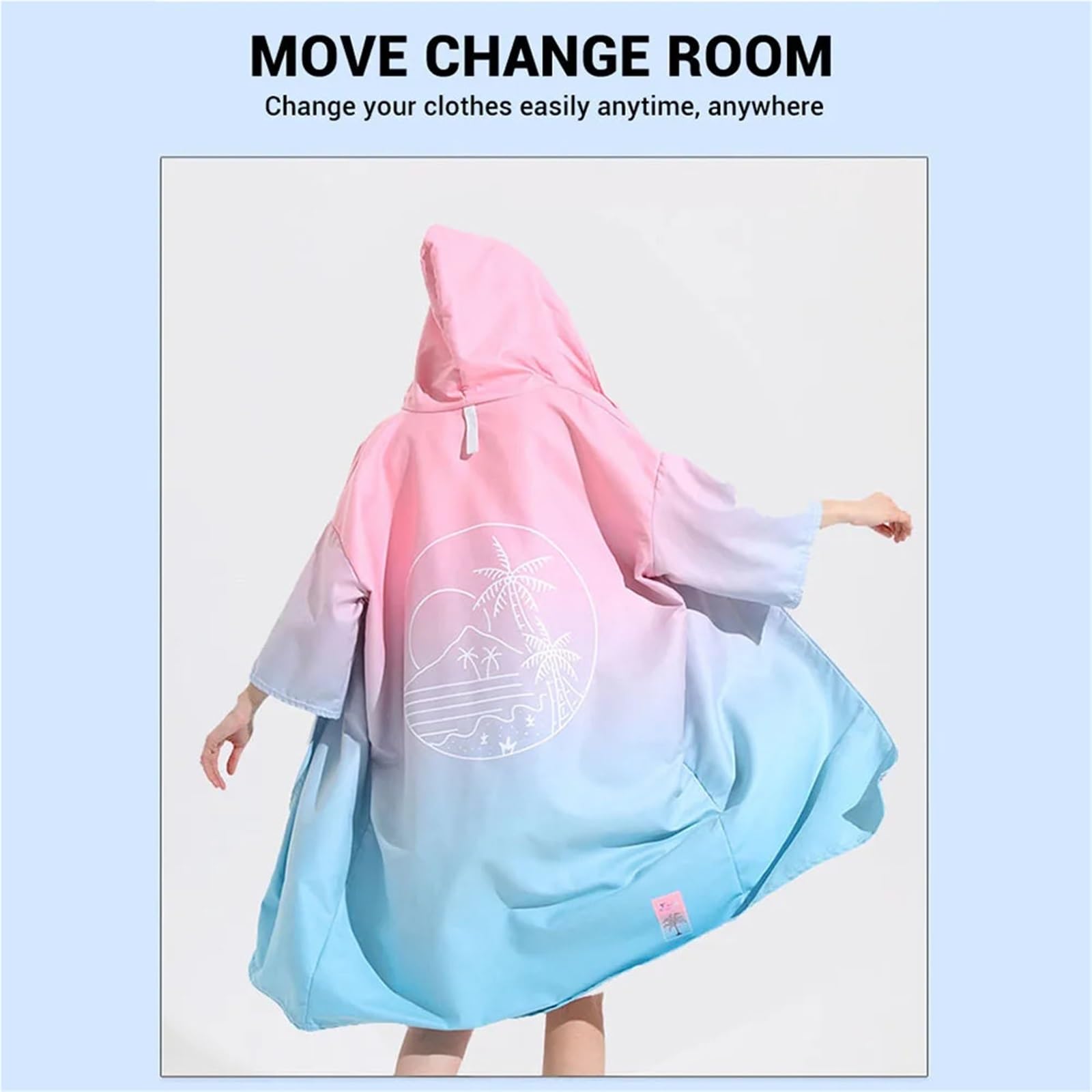 Toalla de Playa Grande, Traje de Neopreno, cambiante, natación, Toallas de baño con Capucha, Surf, Secado rápido, Hombres y Mujeres, Bata de baño(Pink Blue)