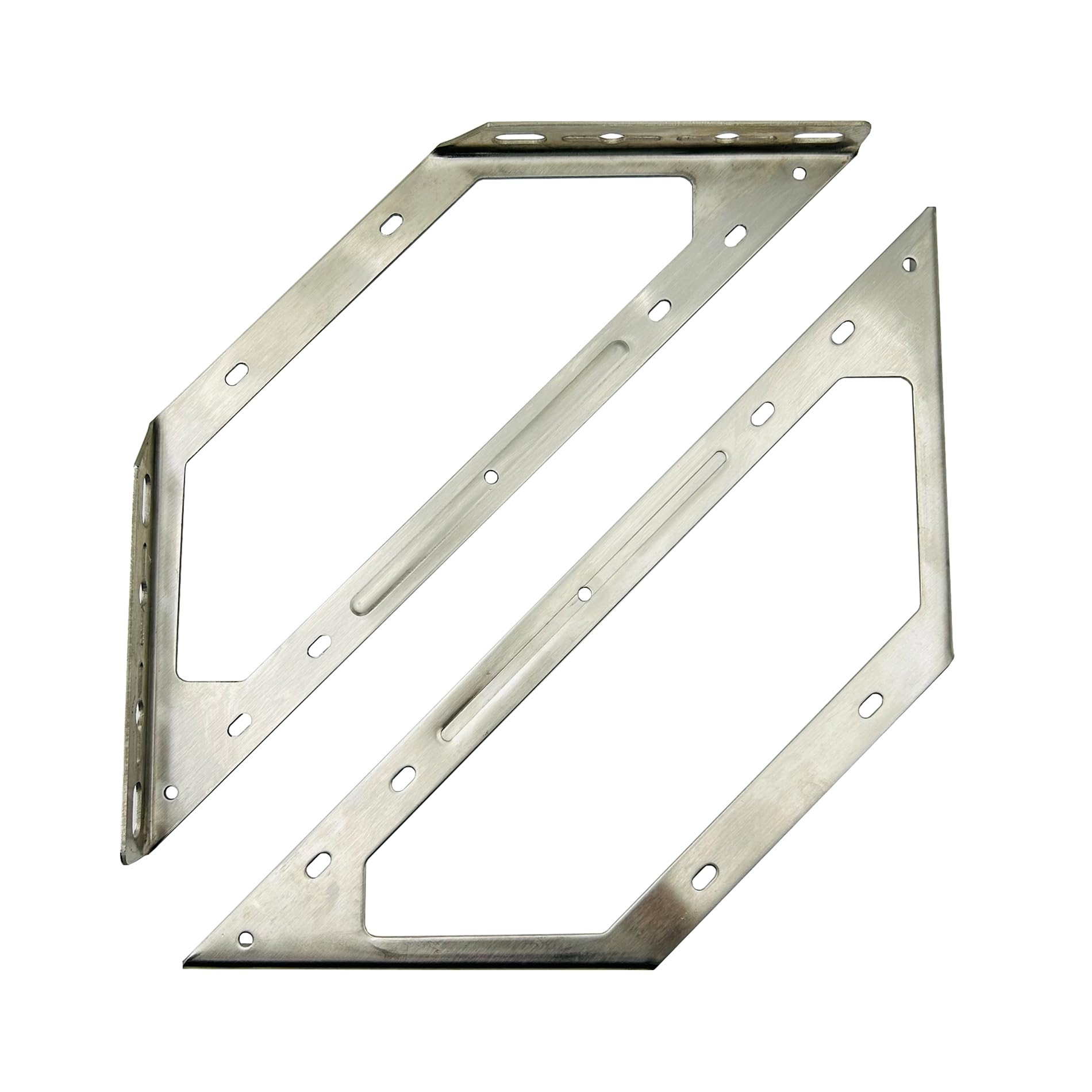 Likerainy Brushed Plating Corner Braces Joints 270X270mm Right Angle Brackets Fastener Stainless Steel Plates Triangular Shape Furniture Shelf Support Connectors 2 Pieces