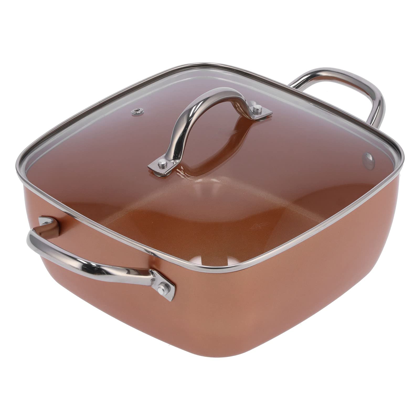 FECAMOS Steaming Rack, High‑tech Ceramics 4Pcs Non-Stick Pan All‑in‑one Pot for Welding Frying, Steaming, Frying, Even Grilling and Baking(Double handle)