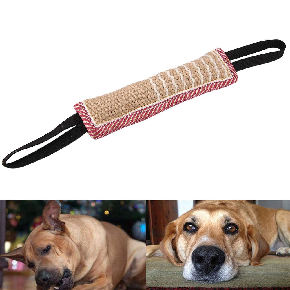 Sturdy Cotton Linen Dog Training Tug Rod with Dual Handles for Tear Bite Training - and Soft Pet Tool for Prolonged Use