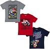 Nintendo Super Mario Boys T-Shirts 3-Pack, Super Mario Bros Characters 3-Pack of Tees for Boys Bundle Set