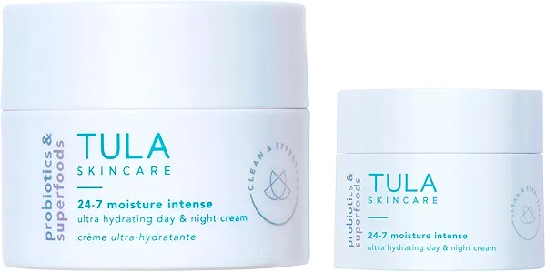 TULA Skin Care 24-7 Moisture Intense Ultra Hydrating Day & Night Cream - Travel Duo, Ultra Nourishing Moisturizer for Face, Soothe Skin, Maintain Skin Balance