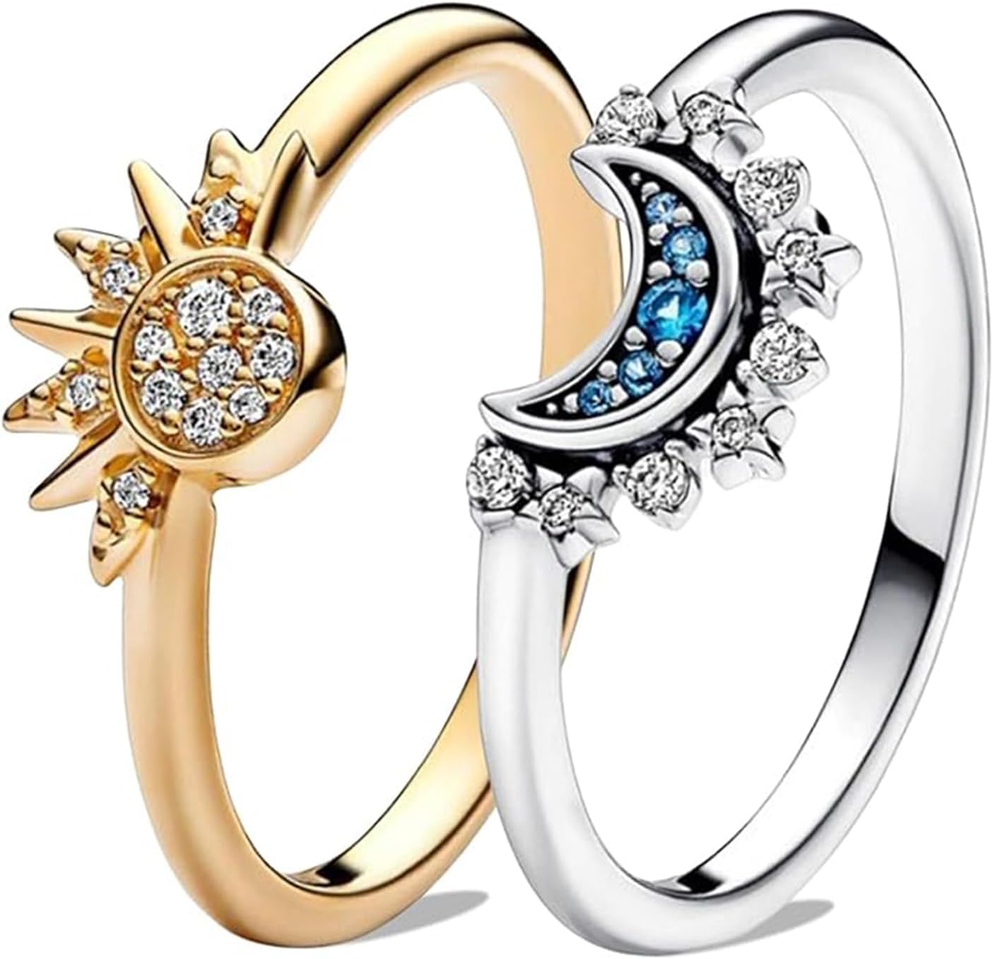 PRVCFZ 1 SET Matching Rings, Sun and Moon Ring Set Sun And Moon ...
