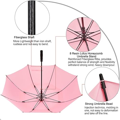 Miniatura 94 de G4Free - Paraguas de golf de apertura automática de 47, 54, 62 y 68 pulgadas - Paraguas extragrande con doble toldo, ventilado, a prueba de viento