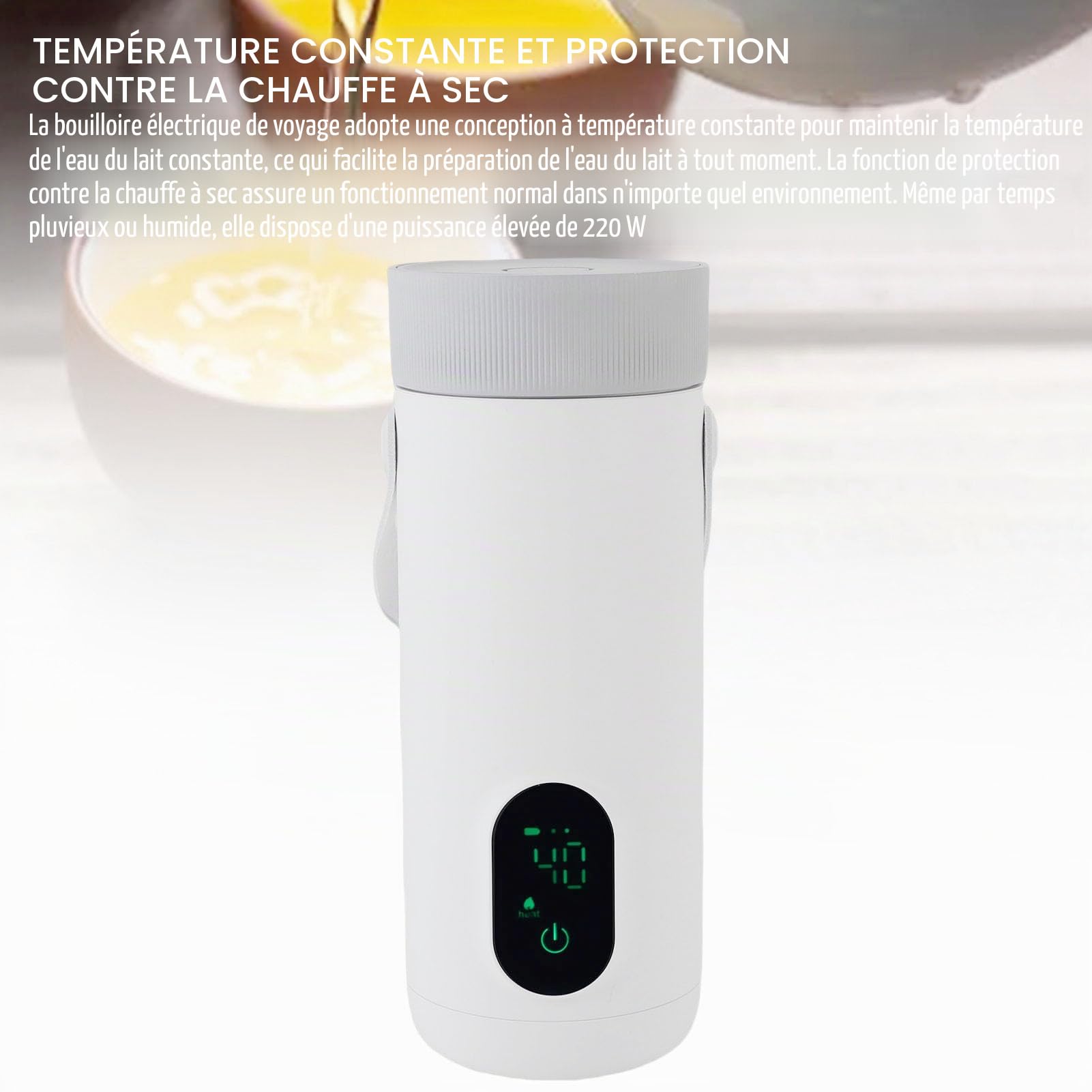 SIXRUN Bouilloire de Voyage, Cuisinière Portable Rechargeable par USB avec Contrôle de Température Constant pour le Camping en Plein Air et les Voyages en Voiture, 350 Ml 220 W