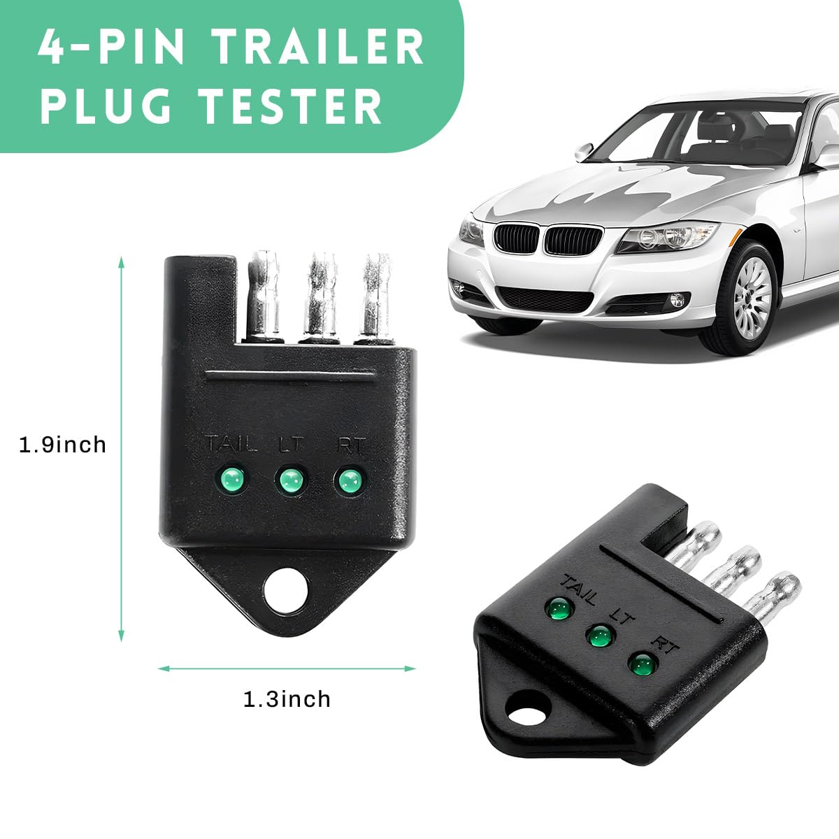 4 Prong Trailer Extension Oyviny 4 Pin Trailer Extension 12 Inches 4-Way Flat Trailer Wiring Tester 4 Pin Male And Female Trailer Tester With Bright Indicators 4 Wire Extension