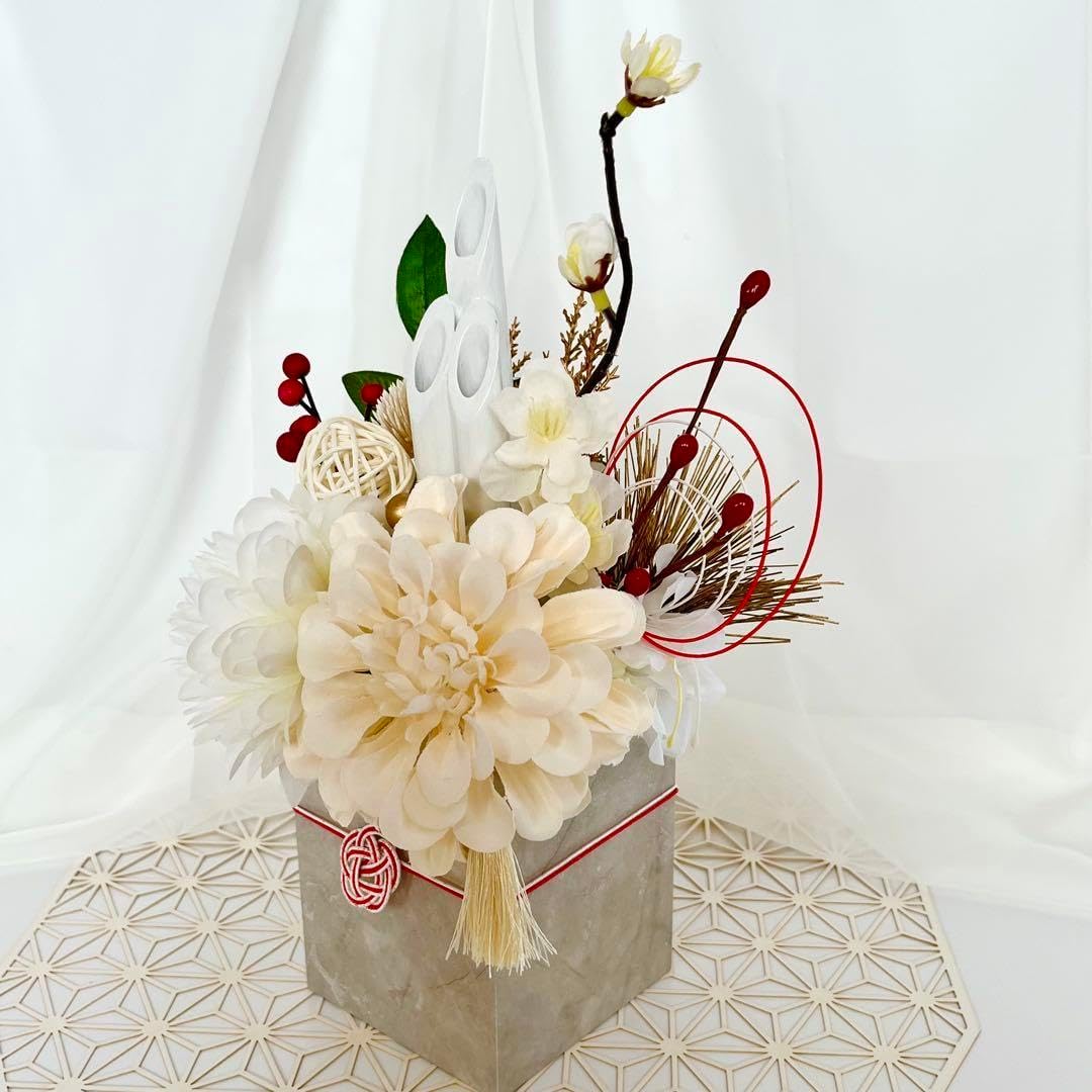 門松 白 お正月飾り モカ ベージュ 落ち着いた モダン門松 フラワー 特大 門松 白 お正月飾り モカ ベージュ 落ち着いた モダン門松