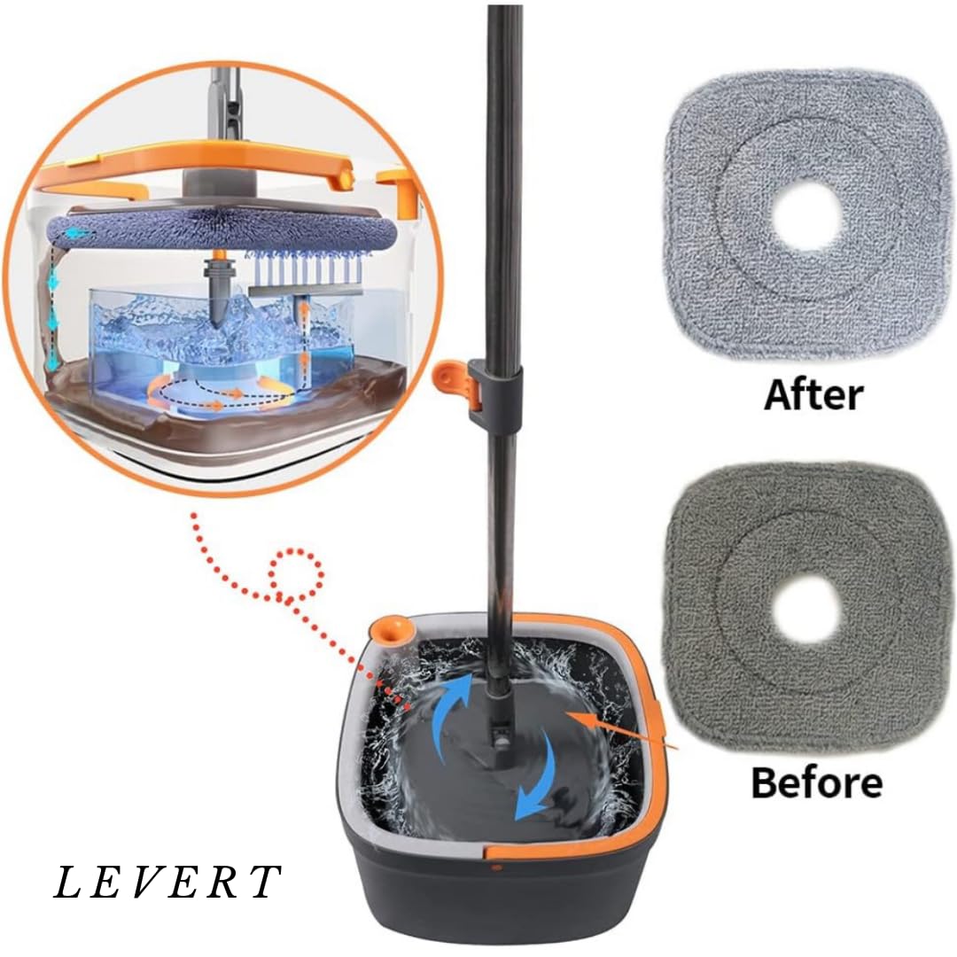 Mopa giratoria cuadrada M16 de autolavado: cabezal giratorio de 360 grados, agua limpia y sucia, uso húmedo y seco, juego completo con cubo y escurridor para una limpieza sin esfuerzo. Mopa y tanque