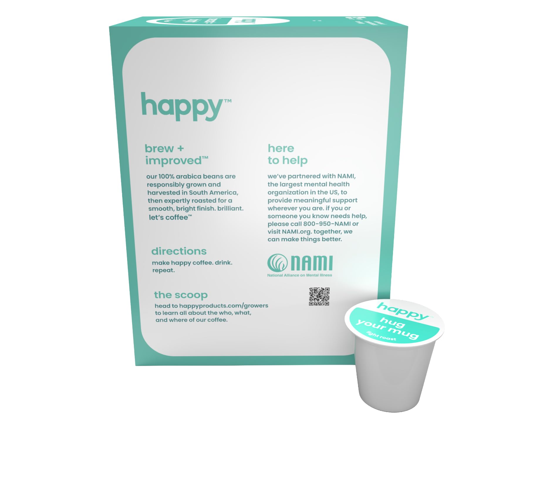 Happy Coffee - Cápsulas de café tostado ligero, 22 unidades, notas de galletas tostadas y levity, compatible con la mayoría de cafeteras K-Cup, certificado Rainforest Alliance