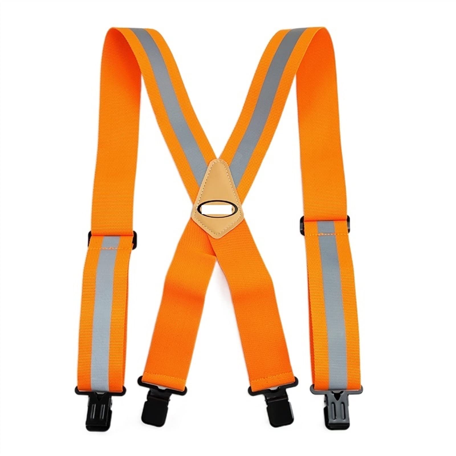 1 paire de bretelles de travail élastiques larges réglables type X pour homme - Orange fluo