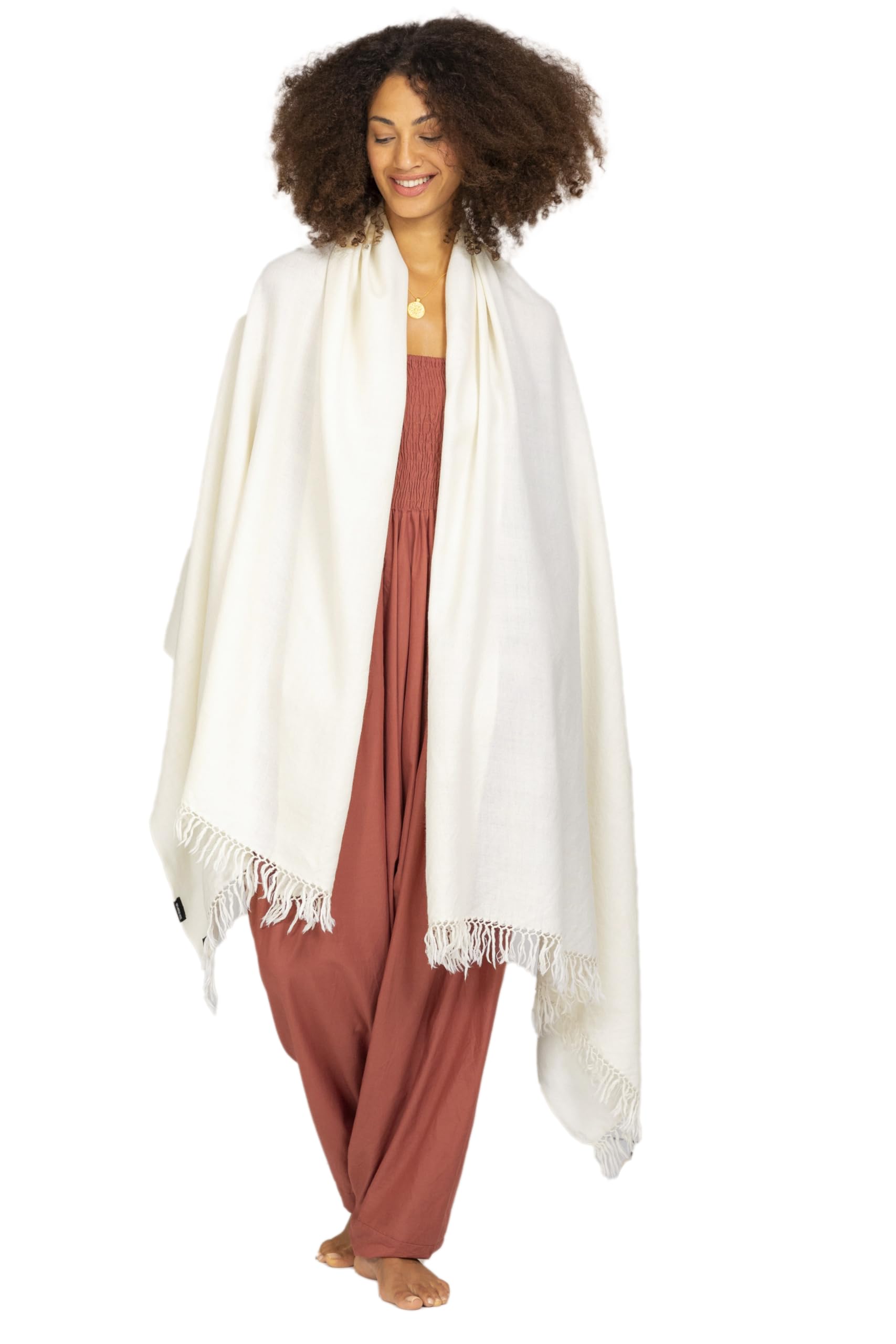 likemary Bufanda Mujer Invierno - Pashmina Mantón de Lana Merina - Chal Fular Extra Grande - Tejida a Mano - Regalo para Mujer Comercio Justo