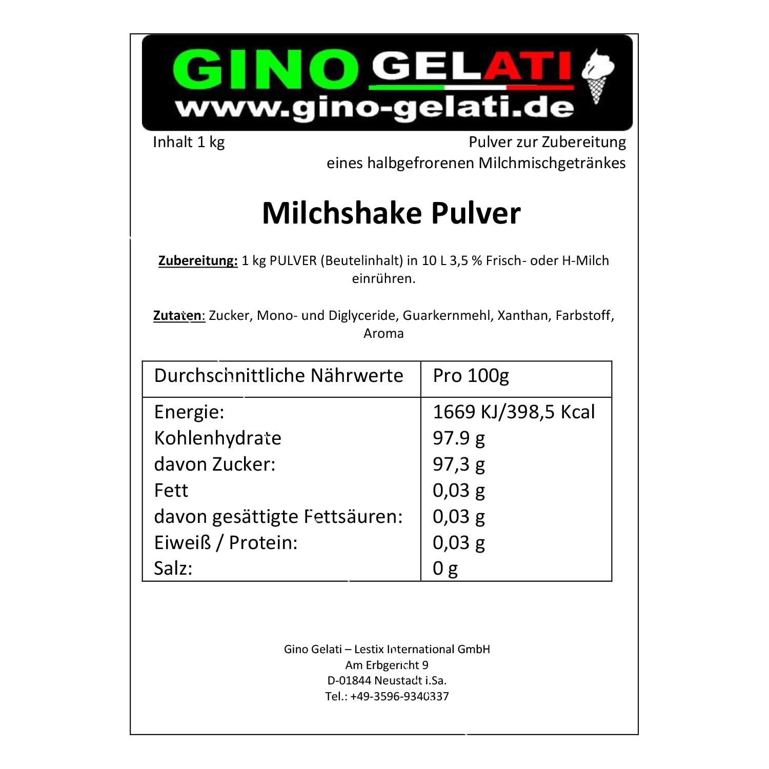 Gino Gelati Milchshake Pulver, verschiedene Geschmacksrichtungen, schnelle und einfache Zubereitung, für Gastronomie und private Küche geeignet, Made in Germany (10 Kg, Mascarpone)