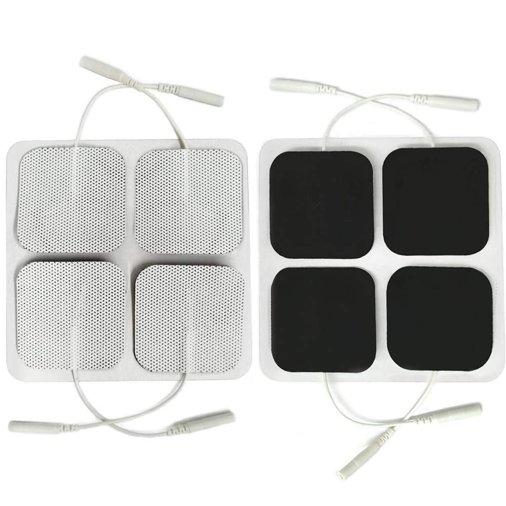 Easy@home Compatible Re-useable 8 Individual 2"x2" TENS Unit Carbon Electrode Pads，Self-Adhesive Replacement Massage Pads, 2mm Pin Connectors, Compatible with EHE009 and EHE012PRO
