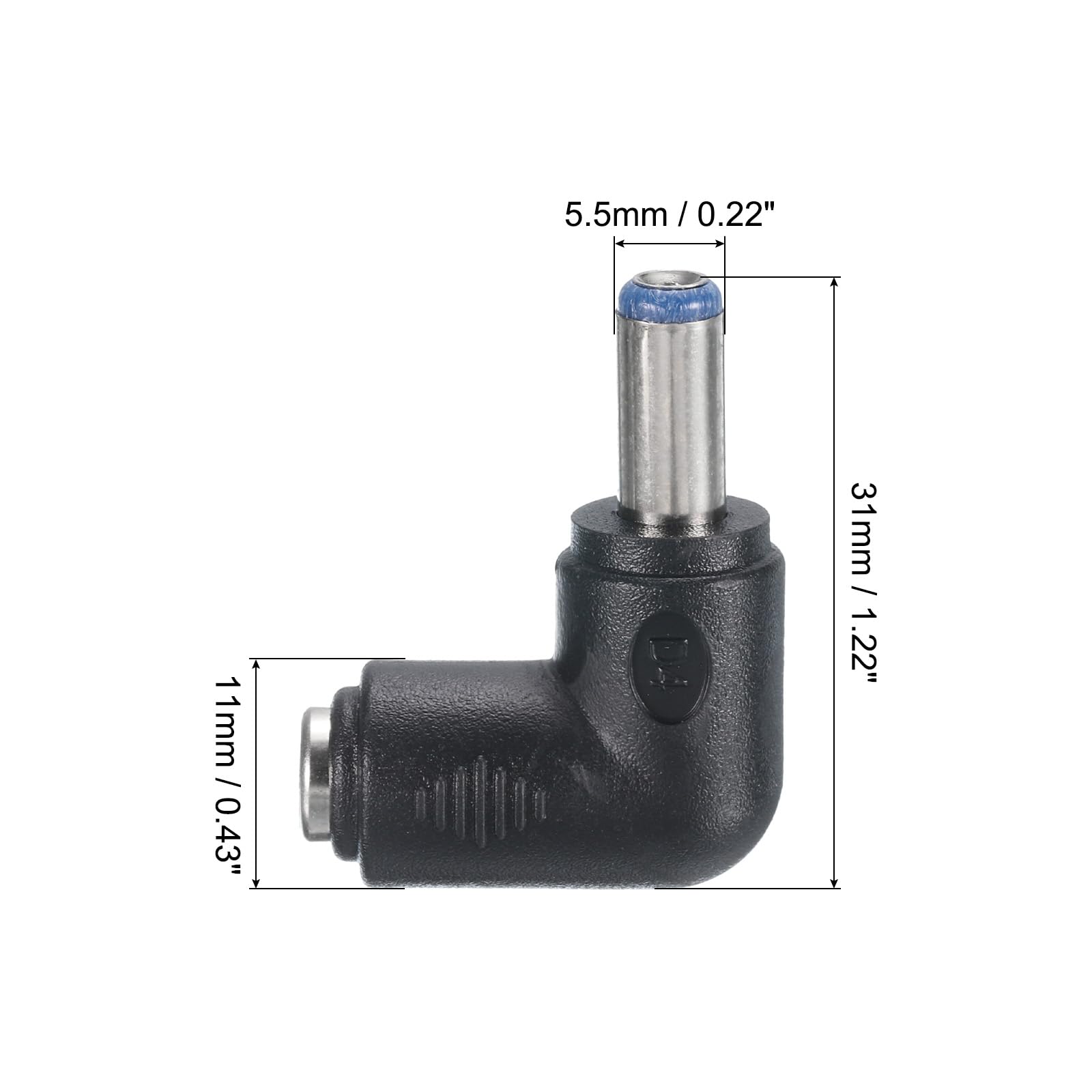 QUARKZMAN Adattatore Connettore di Alimentazione DC, 2Pz Femmina Jack 5.5mm x 2.1mm Angolo di 90 Gradi a Maschio Spina 5.5mm x 2.1mm Convertitore di Accoppiamento