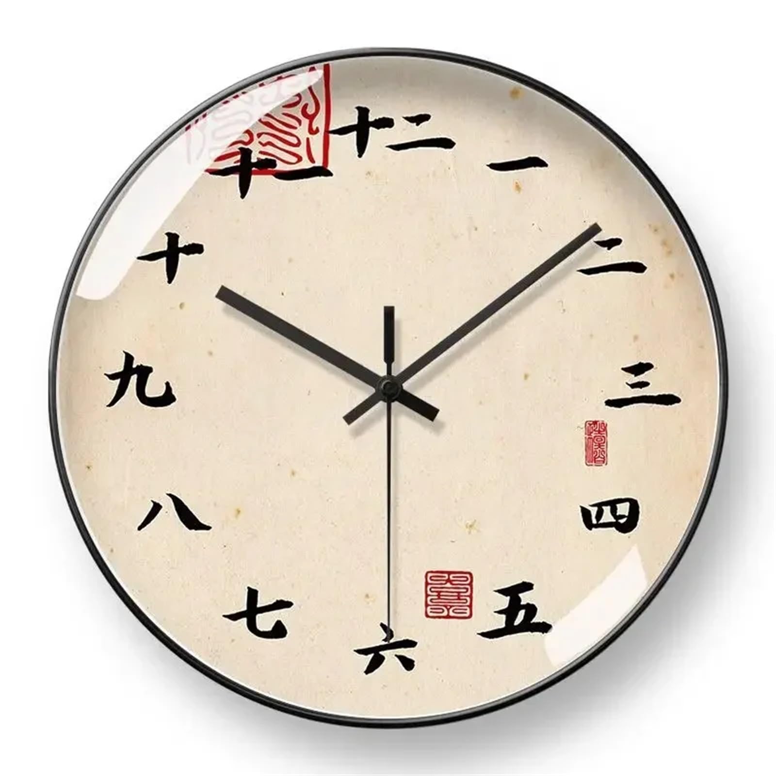 LUYSGBXR Wall Clock Personality Art Wall Clock Classical Retro Teahouse Study House Creative Decoration Household Decorative Mute(B-Black frame,8 inch-(20cm))