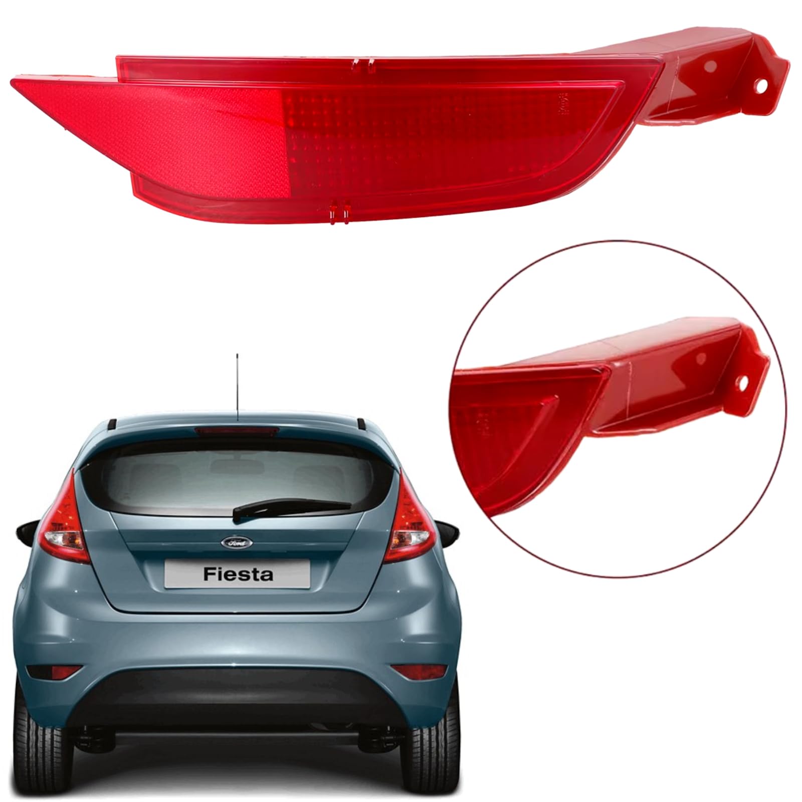 Reflector Parachoques Trasero Derecho Rojo Para Ford Fiesta 6 (2008+), Focus 3 Y C-MAX - OEM 8A6117A849AA