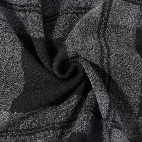 Mens Classic Scarf Black Grey Scarf Cold Wearher Scarfs For Men Soft Warm Winter Scarves Mens Fashion Scarf Black Grey #TOP4