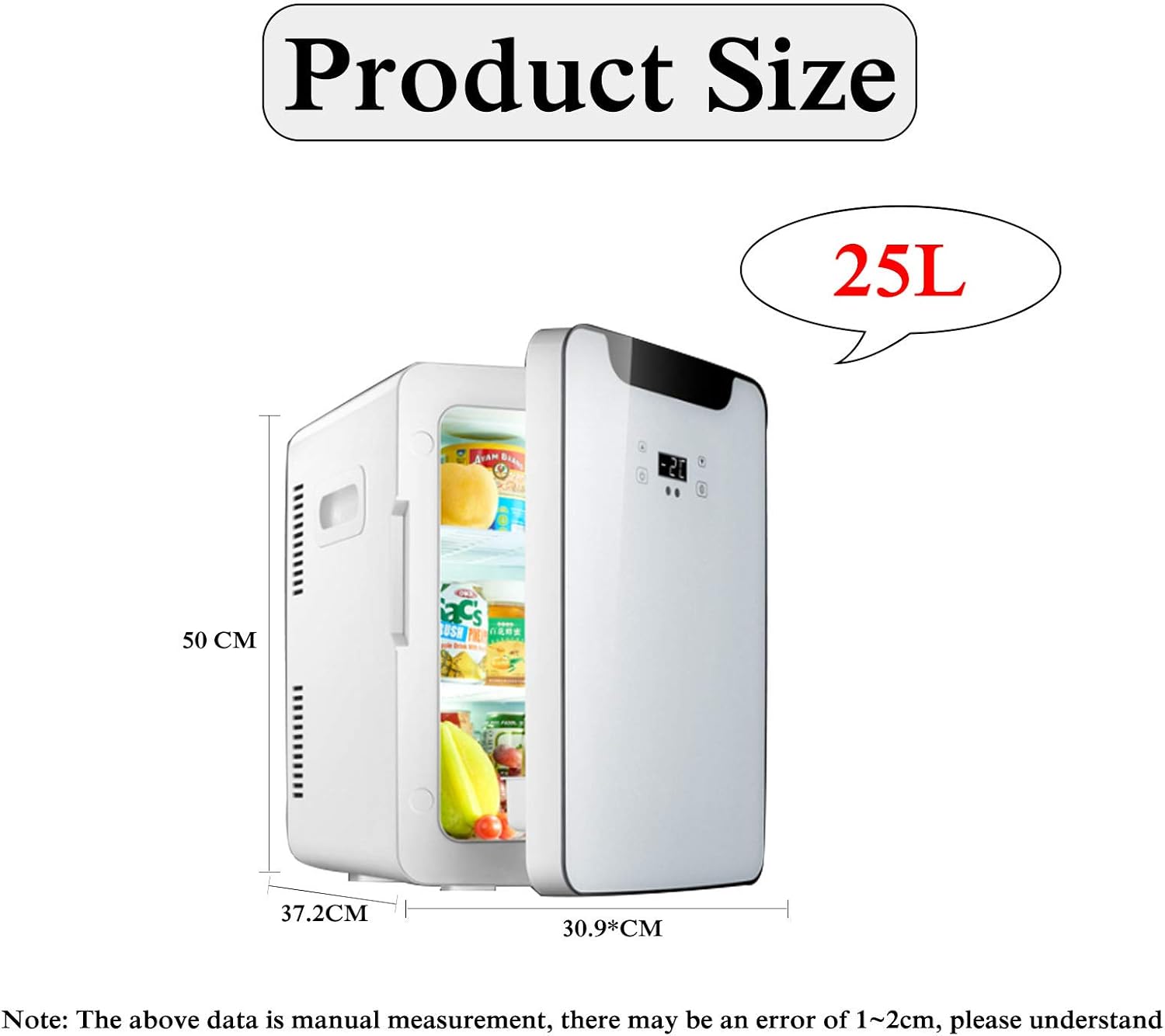 Car Refrigerator Portable Compressor Refrigerator Dual-core Compact Personal Fridge Cooler 20/25L Touch Screen Temperature Control Mini Fridge for Skin Care