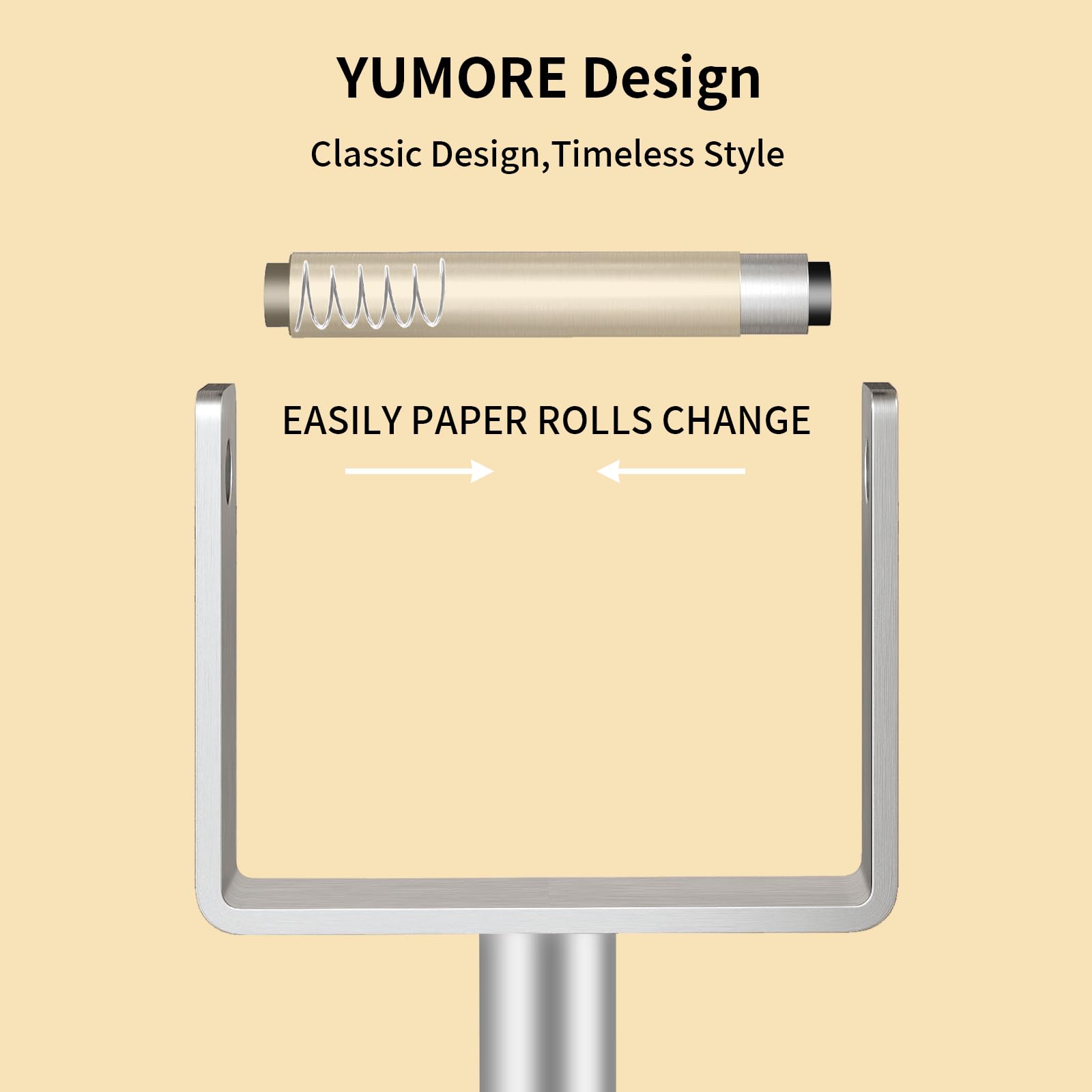 YUMORE Toilettenpapierhalter freistehend Klopapierhalter Stehend Silber T | Toilettenpapierständer Edelstahl Klorollenhalter mit Gewichteter Basis WC Rollenhalter Toilettenrollenhalter, 556x180x180mm