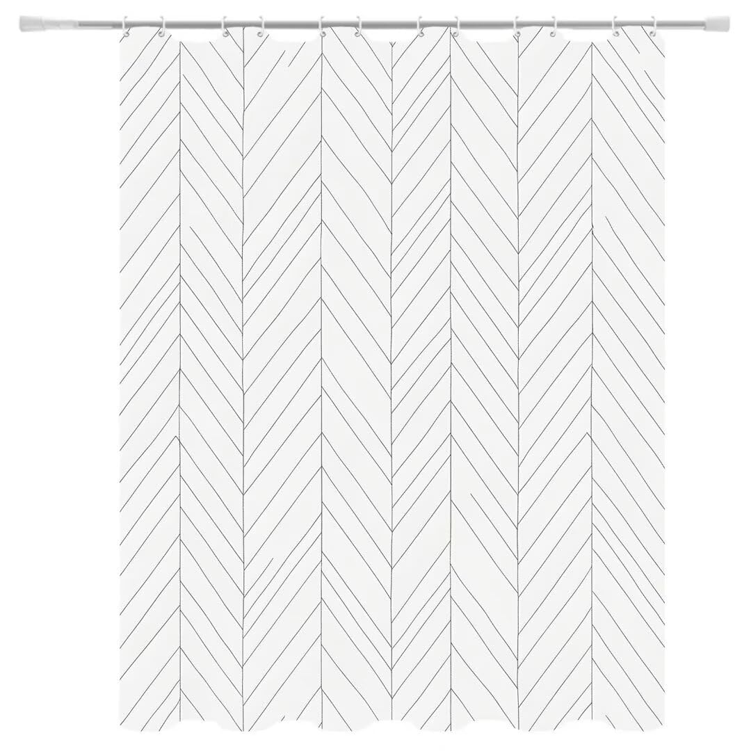 Wodoodporna zasłona prysznicowa 240 x 200 cm, biała, obciążony brzeg, nadająca się do prania, tkanina zawiera haczyki, wystrój łazienki, stylowa zasłona prysznicowa do wanny i kabiny prysznicowej 5