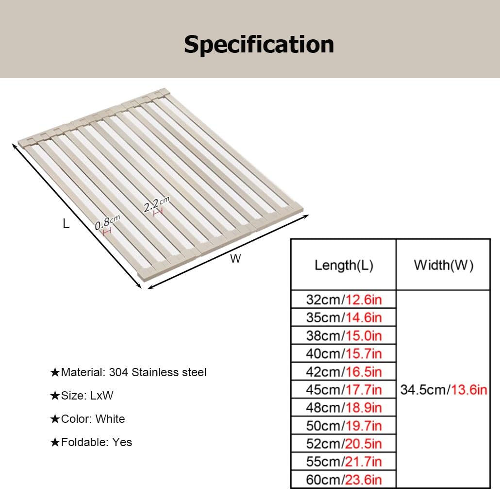 Escurridor de Platos sobre el Fregadero de 12,6 a 23,6 Pulgadas, de Acero Inoxidable 304, expandible, Antideslizante y Resistente al Calor.