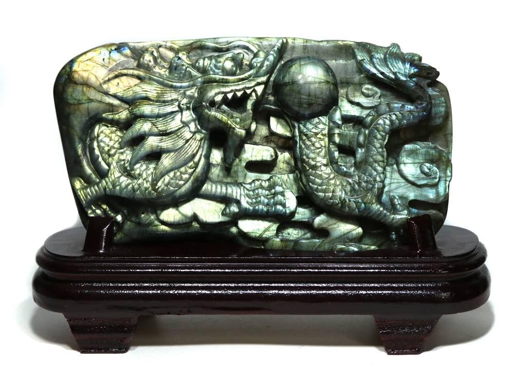 龍彫刻置物縁起物天然石最高品質ラブラドライトパワーストーン1点限定