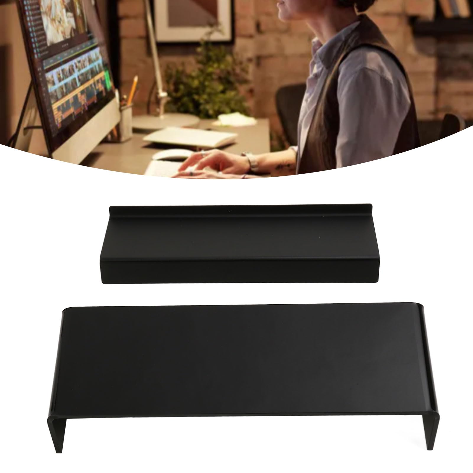 Ejoyous Akrylowy Stojak na Monitor, Przezroczysta Podstawka Pod Monitor 20,5 X 7,5 X 3, Cala ze Stojakiem na klawiaturę, Ergonomiczny Akrylowy Stojak Komputer do Biurka w Domu, Pasuje do Monitora