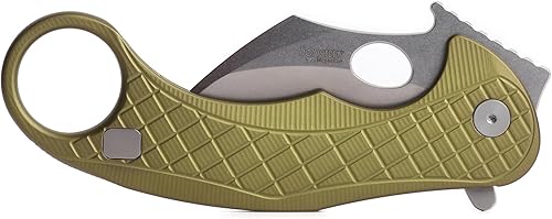 LionSTEEL LEONE - Cuchillo plegable Karambit con hoja de acero CPM-Magnacut, mango integral de aluminio sólido, diseño Emerson Wave Design,