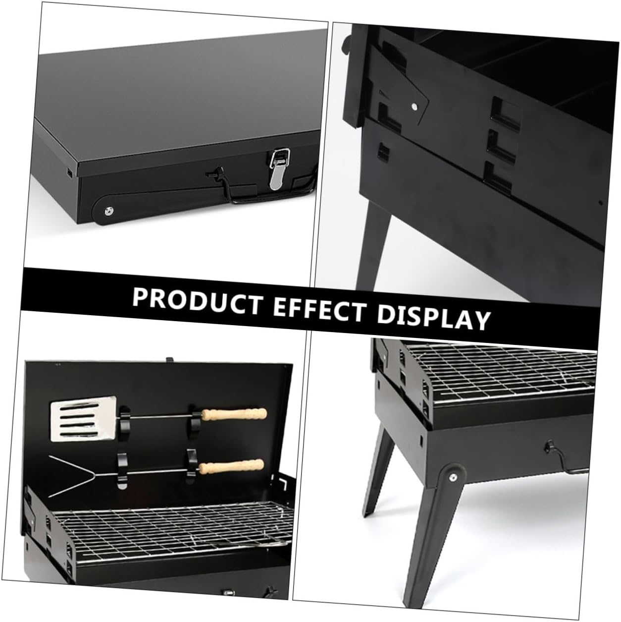 Portable Folding Barbecue Stove with Accessories, Compact Outdoor Bbq Grill 44x27x47cm, Lightweight Camping Grill for Picnic and Backyard Cooking