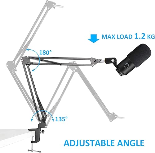 Miniatura 3 de Brazo de brazo de micrófono K669B con parabrisas de espuma, soporte de brazo de tijera de suspensión con cubierta de filtro Pop compatible con