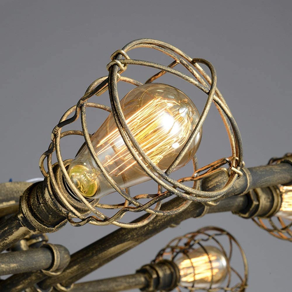 Vintage Hängeleuchte Aus Metall – Industrielles Wasserrohr-Design, Bronze/rot, E27, Verstellbar Bis 100 Cm
