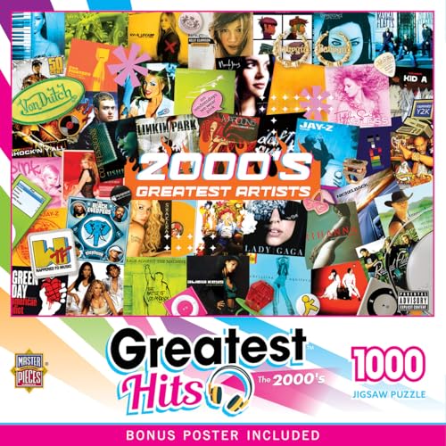 Rompecabezas Greatest Hits de artistas de los años 2000, 1000 piezas para adultos, multicolor, 19,25" x 26,75", portátil, para resolver problemas y desarrollar la percepción espacial miniatura 2