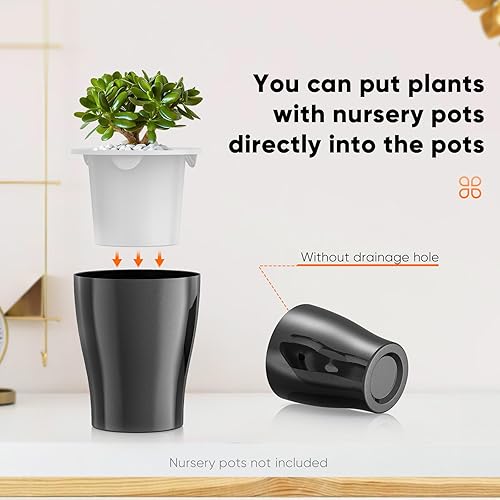 Miniatura 5 de HEMOPLT Macetas de 5 pulgadas, paquete de 4 macetas para plantas de interior, macetas de plástico resistentes para violeta africana, cactus,