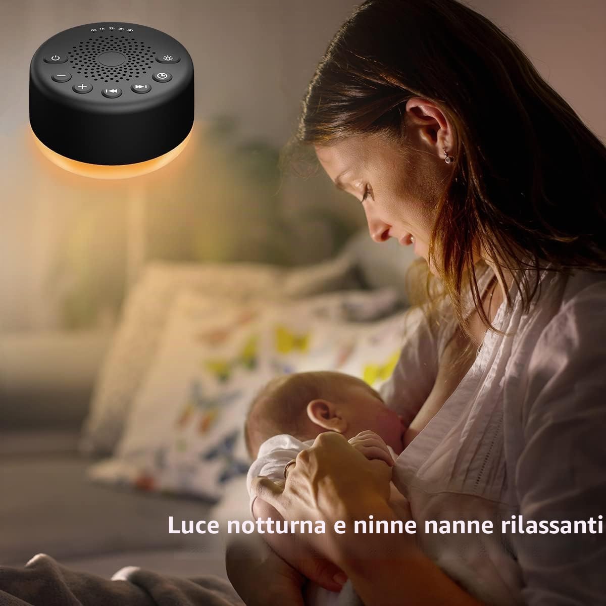 Sound Machine Easysleep White Noise Machine con 25 suoni rilassanti e luci notturne con funzione di memoria, 32 livelli di volume e 5 timer di spegnimento alimentato da CA o USB per dormire relax