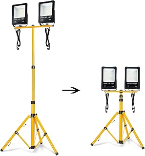 NAIZY LED Workplace Projector Work 200W *2 16000LM LED Floodlight Waterproof IP66 for Indoor & Outdoor Construction Site Garage (2 x 200W Cool White+Stand)