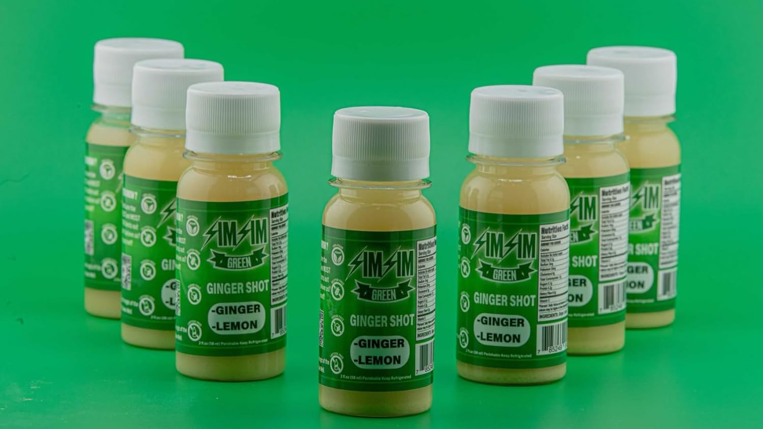 Simsim Green Immunity Shots | Vegan, Gluten Free | Organic Ginger & Lemon | Wellness Shots | Immunity Booster | Cold Pressed - 2 FL OZ (Pack of 12)