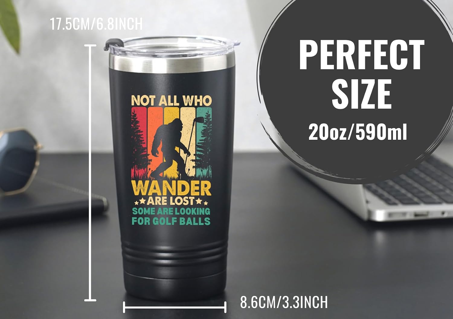 Onebttl Golf Gifts for Men, Funny Golf Tumbler for Bigfoot Lovers 20oz, Ideal Gifts for Father's Day, Christmas, Birthday