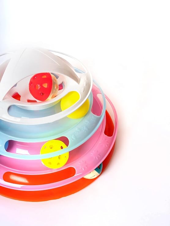 Miapet Tower of Tracks 4 Tiers Hairy Round Cat Toy 24 x 13 Cm (Mix)