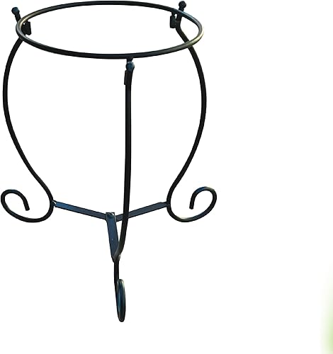 Lily's Home Soporte de bola de metal para globos de observación de jardín de metal y vidrio de 8-10 pulgadas. Negro.