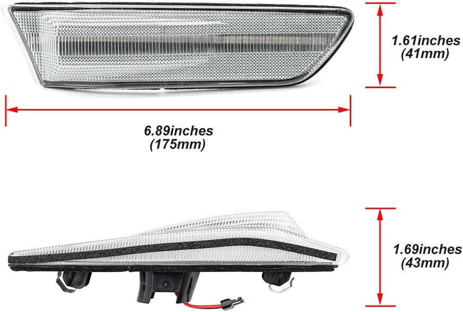 NSLUMO Led Side Marker Lights for 2003-2007 Infiniti G35 Coupe Skyline V35 Clear Lens Xenon White LED Front Bumper Turn Signals Side Marker Assembly