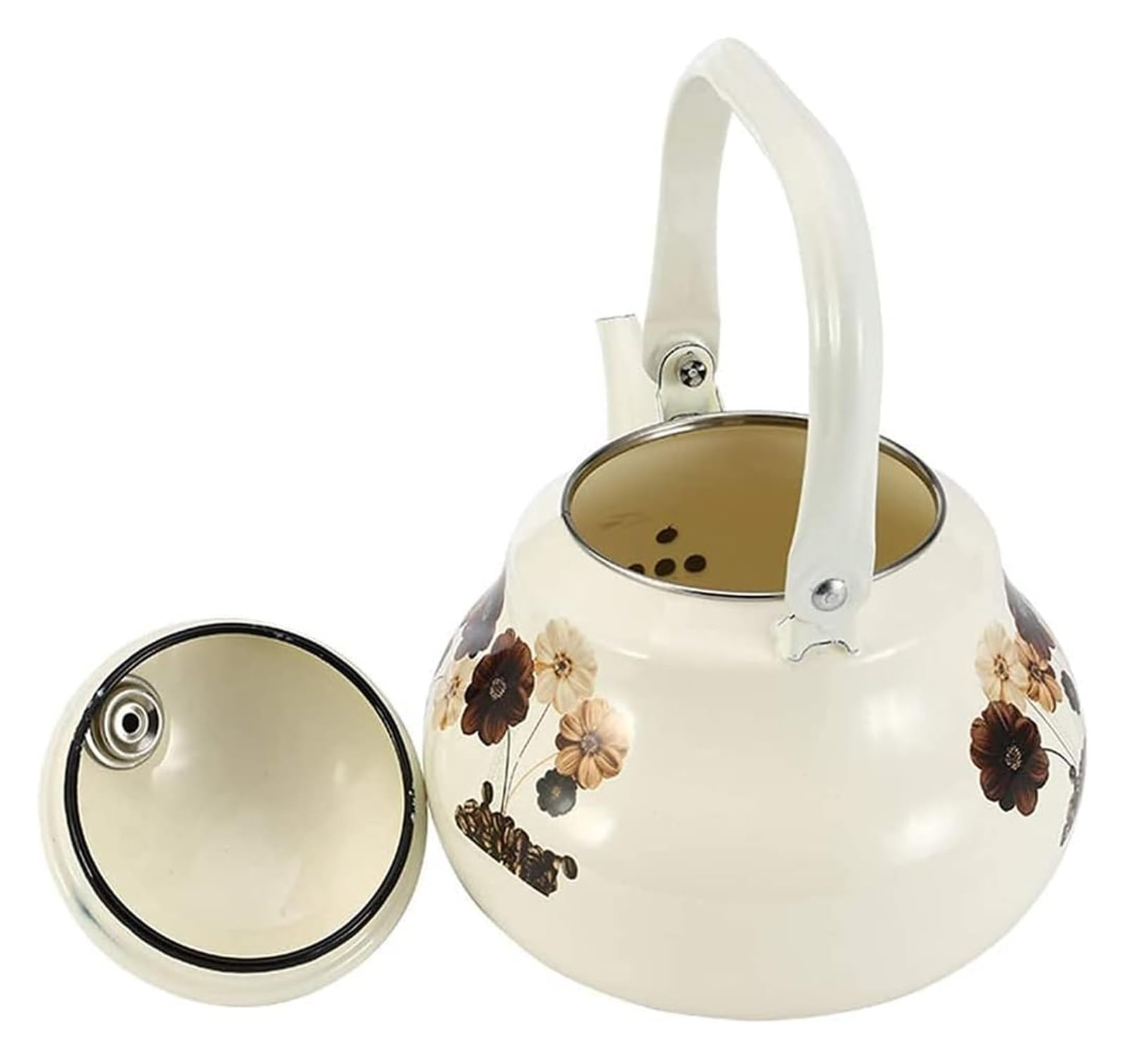 Czajnik-czajnik emaliowany 1,5 l, indukcyjny, lekki, wrzący dzbanek do herbaty, wylewka tradycyjna/retro do kuchenki gazowej z płytą grzejną lub kuchenką