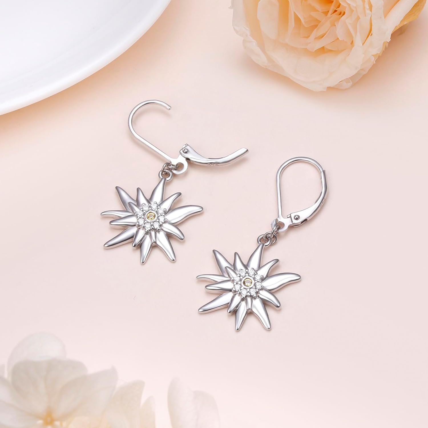 DAOCHONG 925 Sterling Silver Heart/Tree of Life Filigree Teardrop French Bulldog/Hummingbird Earrings for Women Birthday Gifts Dangle Drop Leverback Earrings
