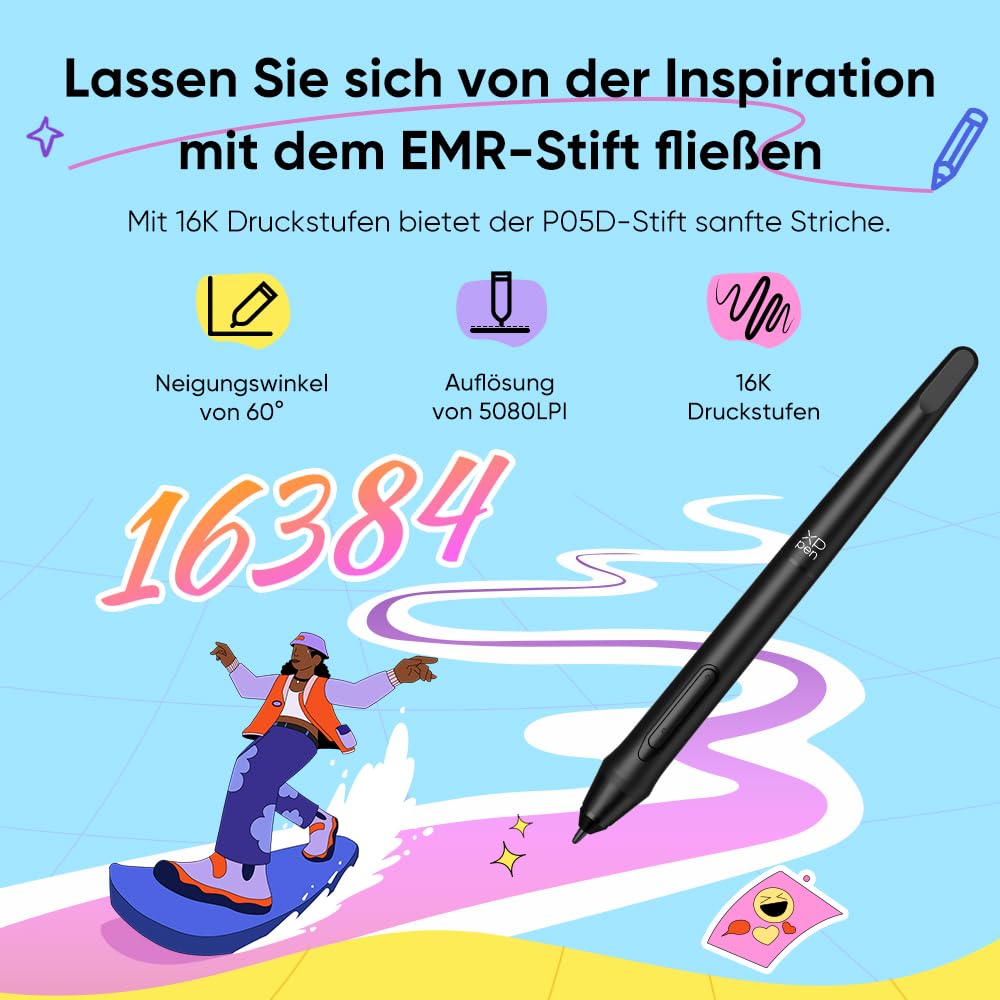 XPPen Deco mini7W V2 Grafiktablett 7x4,37 Zoll, mit Batterielos Stift 16384 Druckstufen, 5080LPI, 200RPS, 8 Tasten, Bluetooth-5.0, Kompatibel mit Windows, macOS, Android, ChromeOS und Linux