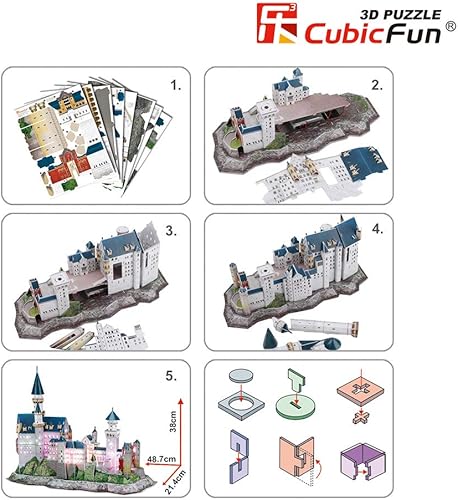 Miniatura 4 de Cubic Fun Castillo de Neuschwanstein, 128 piezas