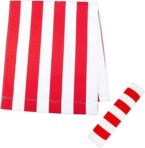 Miniatura 2 de Silla de repuesto de tela de repuesto de 43 x 17 pulgadas, a rayas rojas y blancas, tela de lona impermeable, tela de repuesto para sillas de patio,