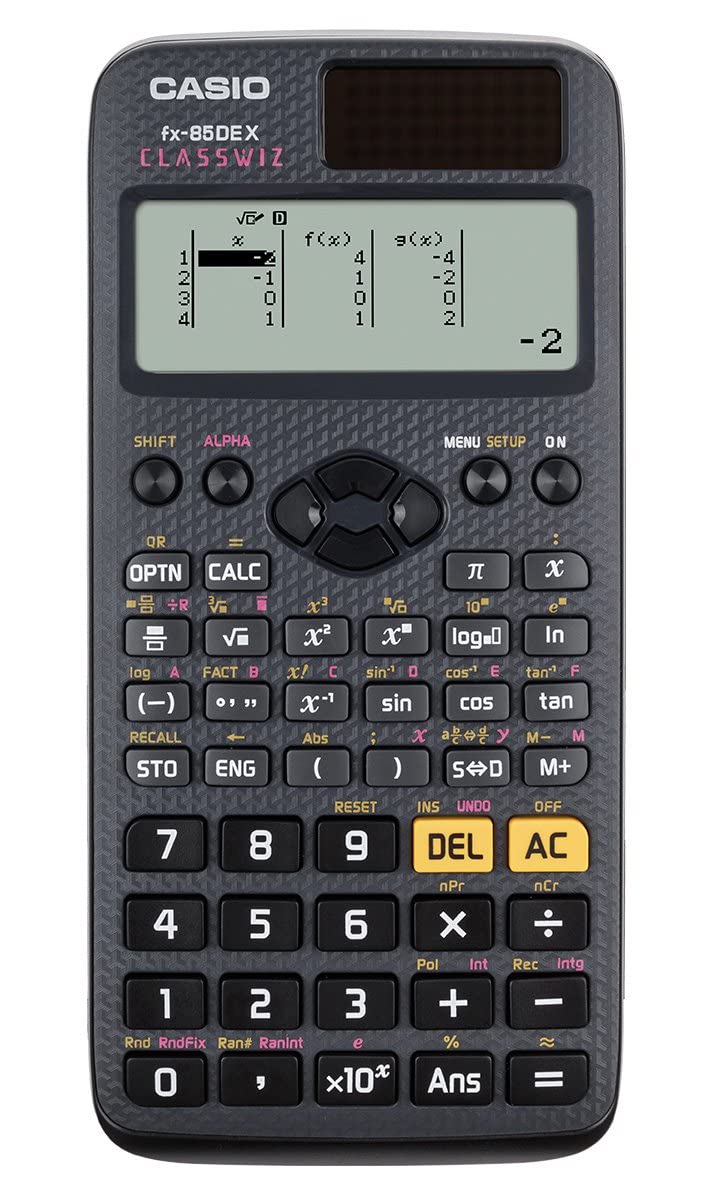 DynaTech Taschenrechner-Set Taschenrechner Casio FX-85 DE X mit Schutztasche Jeans hell kompatibel mit FX-85 DE X im Set mit Zirkelset, Displayschutzfolie und Garantie